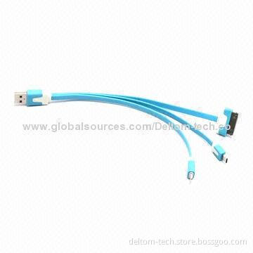 3-in-1 mobile phone-PC data cable for iPhone 5/4/4S/HTC/Samsung Galaxy S4